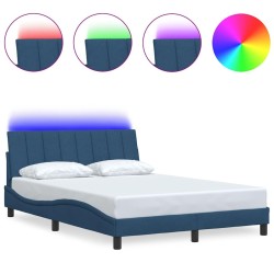 Cadre de lit sans matelas bleu 120x200 cm tissu 