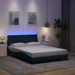 Cadre de lit sans matelas bleu 120x200 cm tissu 