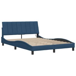 Cadre de lit sans matelas bleu 120x200 cm tissu 