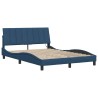 Cadre de lit sans matelas bleu 120x200 cm tissu 