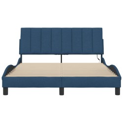 Cadre de lit sans matelas bleu 120x200 cm tissu 