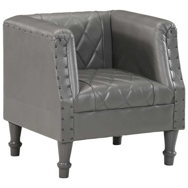 Chaise cabriolet Gris Cuir véritable de chèvre Chaise cabriolet Gris Cuir véritable de chèvre