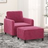 Fauteuil avec repose-pied Rouge bordeaux 60 cm Velours 