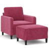 Fauteuil avec repose-pied Rouge bordeaux 60 cm Velours 