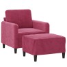 Fauteuil avec repose-pied Rouge bordeaux 60 cm Velours 