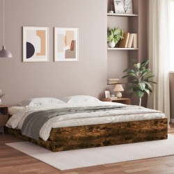 Cadre de lit avec tiroirs sans matelas chêne fumé 200x200 cm 