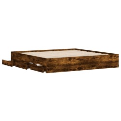 Cadre de lit avec tiroirs sans matelas chêne fumé 200x200 cm 