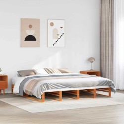 Cadre de lit sans matelas cire marron 200x200cm bois pin massif 