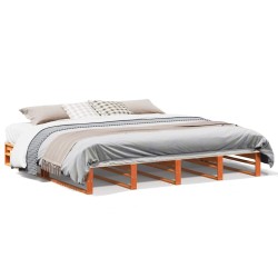 Cadre de lit sans matelas cire marron 200x200cm bois pin massif 