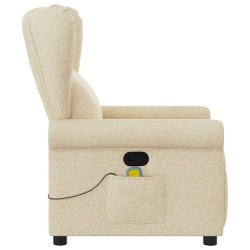 Fauteuil de massage inclinable Crème Tissu 