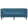 Canapé Chesterfield avec traversins 2 places bleu velours 