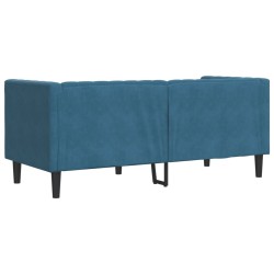 Canapé Chesterfield avec traversins 2 places bleu velours 