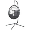 Chaise suspendue en forme d'œuf et support gris rotin et acier 