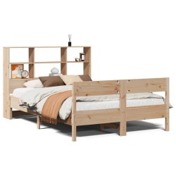 Lit bibliothèque sans matelas 120x190 cm bois de pin massif 