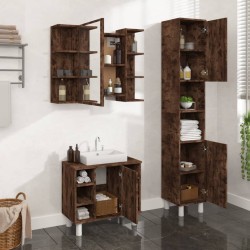 Ensemble d'armoires de salle de bain 3 pcs chêne fumé 