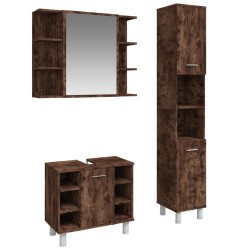 Ensemble d'armoires de salle de bain 3 pcs chêne fumé 