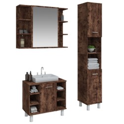 Ensemble d'armoires de salle de bain 3 pcs chêne fumé 