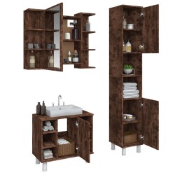 Ensemble d'armoires de salle de bain 3 pcs chêne fumé 