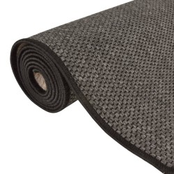 Tapis de couloir aspect sisal anthracite 50x200 cm 