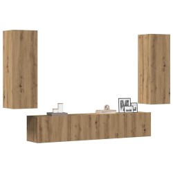 Meubles TV muraux 4 pcs chêne artisanal bois d'ingénierie 