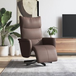 Fauteuil inclinable avec repose-pieds marron similicuir 
