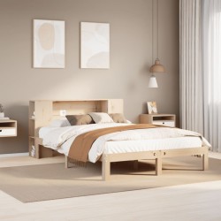Lit bibliothèque sans matelas 150x200 cm bois massif de pin 