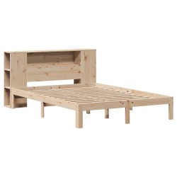 Lit bibliothèque sans matelas 150x200 cm bois massif de pin 
