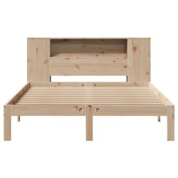 Lit bibliothèque sans matelas 150x200 cm bois massif de pin 