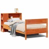 Lit bibliothèque sans matelas cire marron 90x200 cm pin massif 