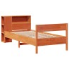 Lit bibliothèque sans matelas cire marron 90x200 cm pin massif 
