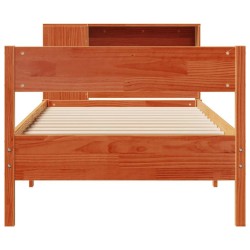 Lit bibliothèque sans matelas cire marron 90x200 cm pin massif 