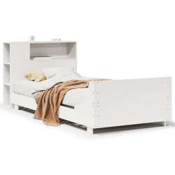 Cadre de lit sans matelas blanc 100x200 cm bois de pin massif 