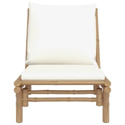 Chaises de jardin lot de 2 avec coussins blanc crème bambou 