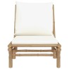 Chaises de jardin lot de 2 avec coussins blanc crème bambou 