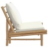 Chaises de jardin lot de 2 avec coussins blanc crème bambou 