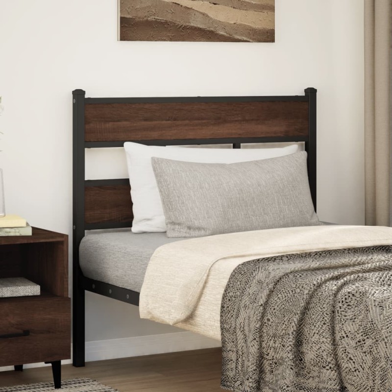 Tête de lit chêne marron 107 cm acier et bois d'ingénierie Tête de lit chêne marron 107 cm acier et bois d'ingénierie