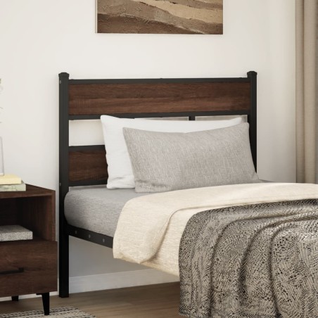 Tête de lit chêne marron 107 cm acier et bois d'ingénierie 