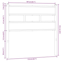 Tête de lit chêne marron 107 cm acier et bois d'ingénierie 