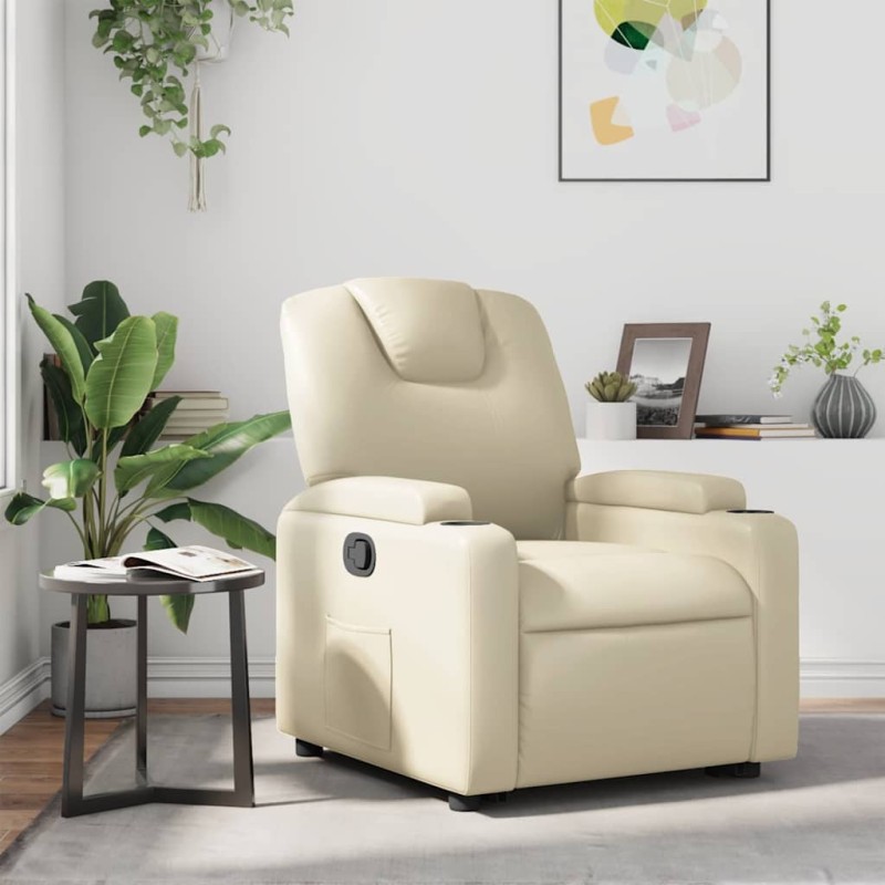 Fauteuil inclinable Crème Similicuir 