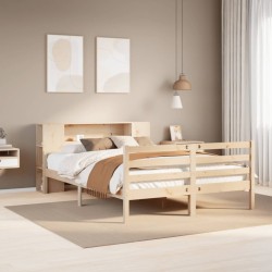 Lit bibliothèque sans matelas 120x200 cm bois de pin massif 