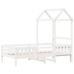 Cadre de lit avec toit sans matelas blanc 100x200 cm 