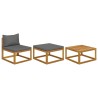 Salon de jardin 3 pcs avec coussins Bois d'acacia solide 