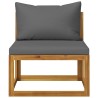 Salon de jardin 3 pcs avec coussins Bois d'acacia solide 