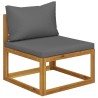 Salon de jardin 3 pcs avec coussins Bois d'acacia solide 