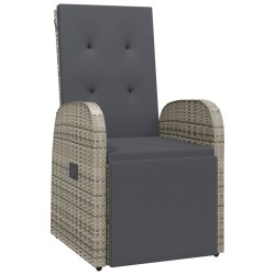 Chaise inclinable de jardin avec coussins gris résine tressée 