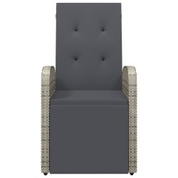Chaise inclinable de jardin avec coussins gris résine tressée 