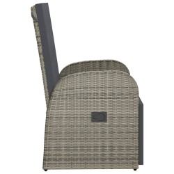 Chaise inclinable de jardin avec coussins gris résine tressée 