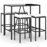 Ensemble de bar de jardin 5 pcs avec coussins noir poly rotin 