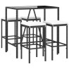 Ensemble de bar de jardin 5 pcs avec coussins noir poly rotin 