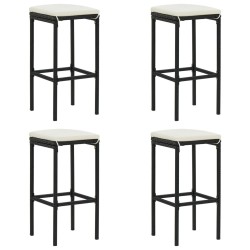 Ensemble de bar de jardin 5 pcs avec coussins noir poly rotin 